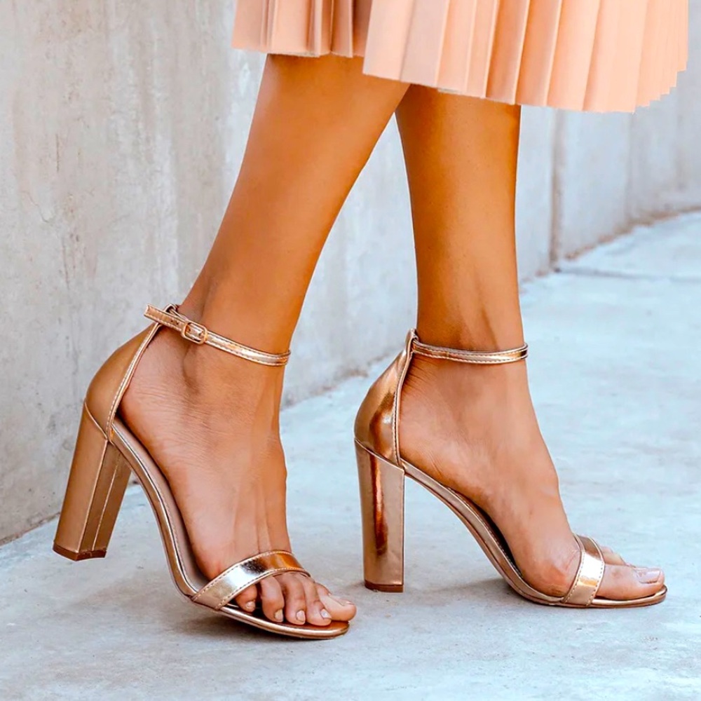 Size 10 Lulus Taylor Rose Gold Ankle Strap Heel